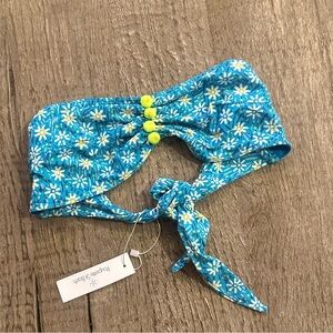 Poupette St.Barth Isma Bandeau Bikini Top in Blue Daisy.